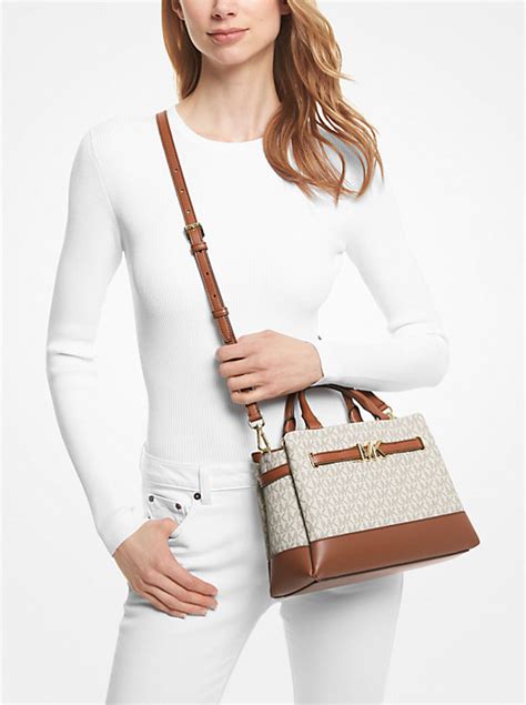 michael kors reed small belted satchel|Michael Kors opened satchel purse.